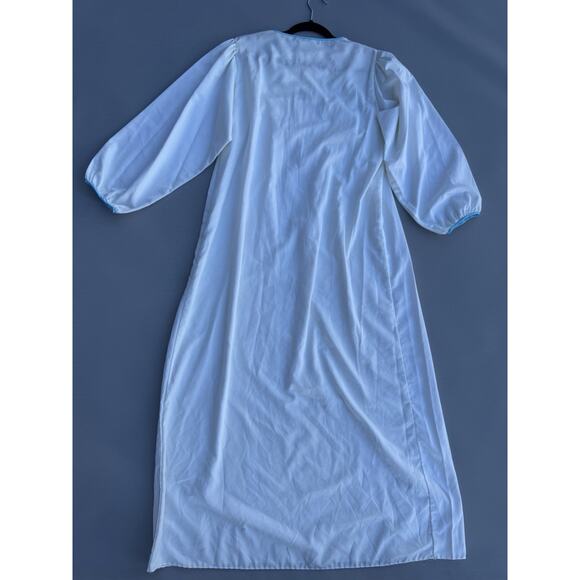 NATORI White Long Sleeve Ivory Silky Nightgown Applique Embroidered Floral Sz M - Picture 4 of 9